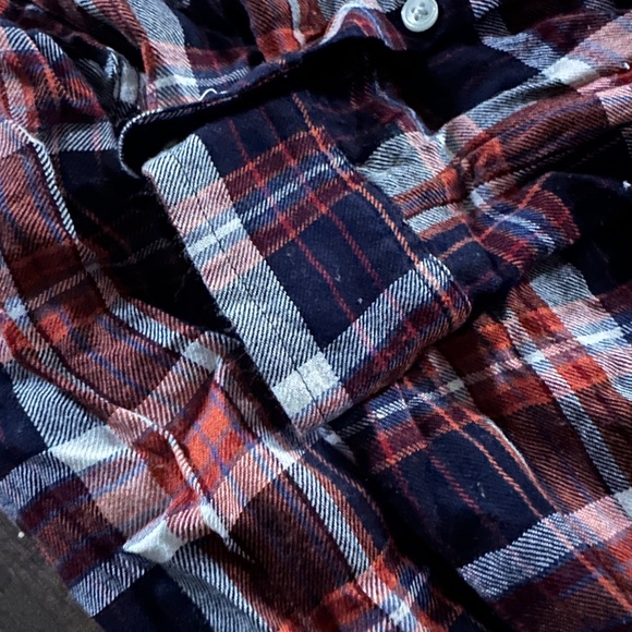 Lucky Brand Navy and Orange Plaid Shirt Medium - Picture 8 of 8